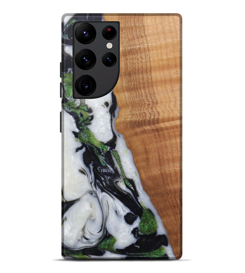 Galaxy S22 Ultra Wood+Resin Live Edge Phone Case - Sallee (Black & White, 581226)