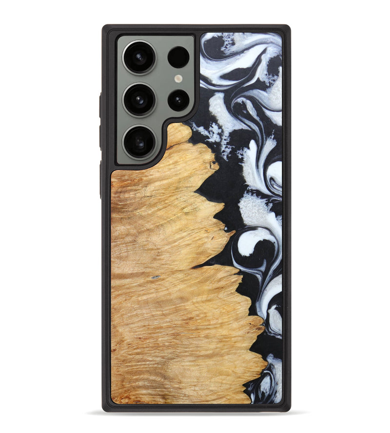 Galaxy S23 Ultra Wood+Resin Phone Case - Theo (Black & White, 635432)