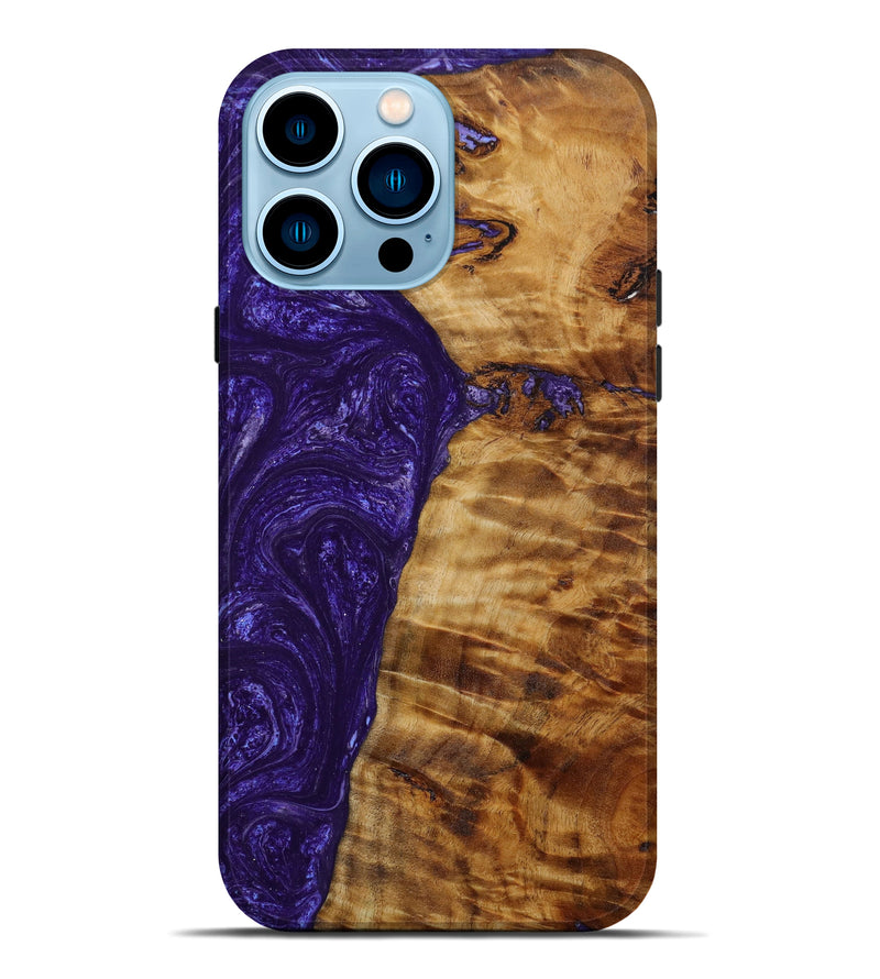 iPhone 14 Pro Max Wood+Resin Live Edge Phone Case - Taryn (Purple, 647376)