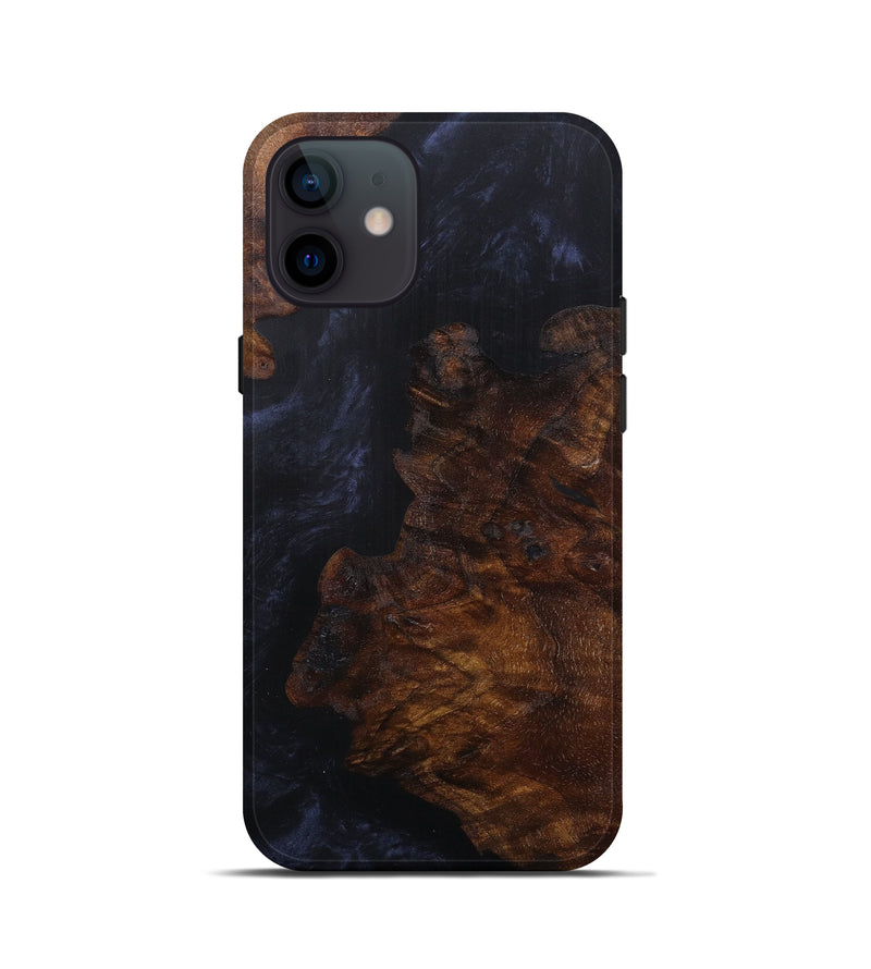 iPhone 12 mini Wood+Resin Live Edge Phone Case - Lanita (Pure Black, 597276)