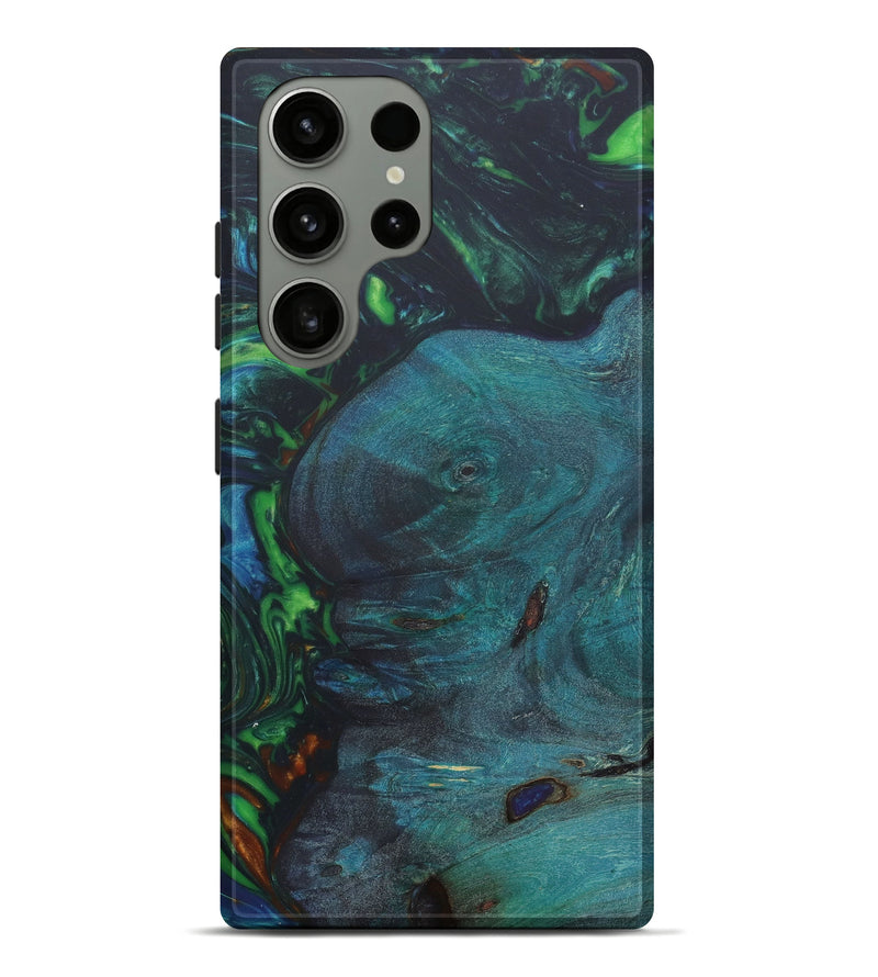 Galaxy S23 Ultra Wood+Resin Live Edge Phone Case - Brittani (Teal & Gold, 641714)
