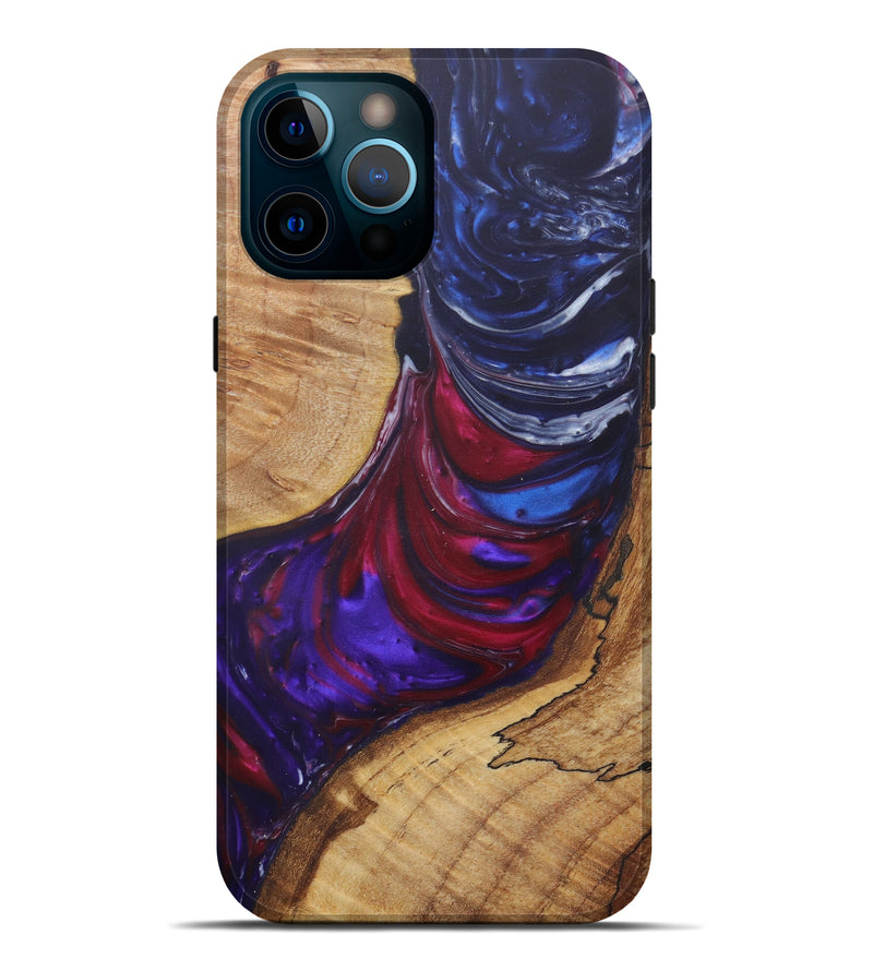 iPhone 12 Pro Max Wood+Resin Live Edge Phone Case - Hephzibah (Dark Blue, 581699)