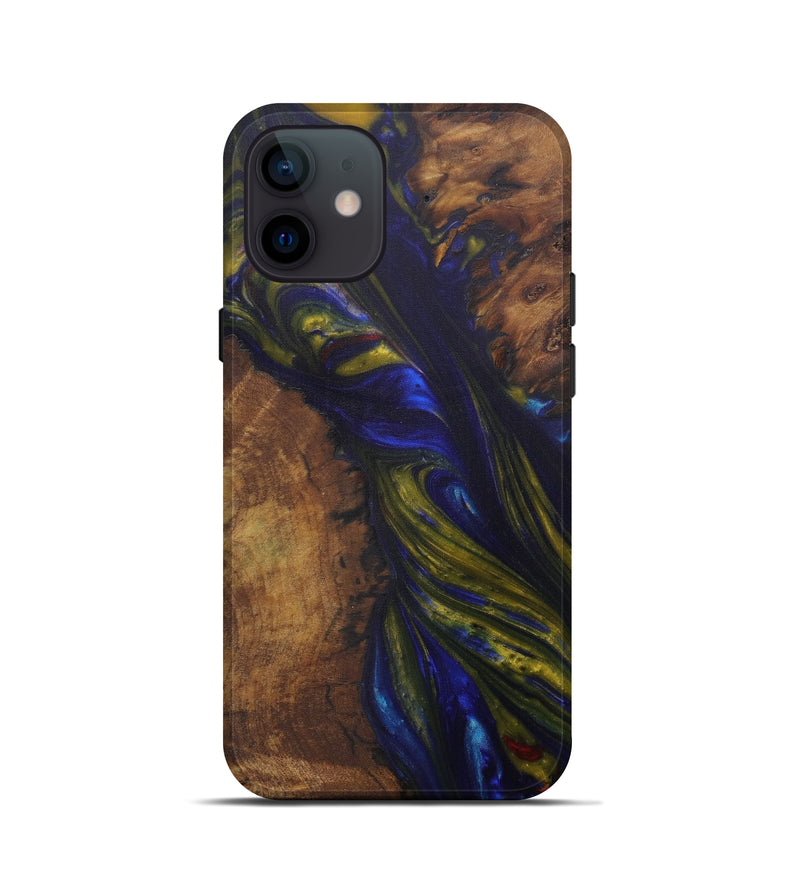 iPhone 12 mini Wood+Resin Live Edge Phone Case - Marsiella (Dark Blue, 575523)