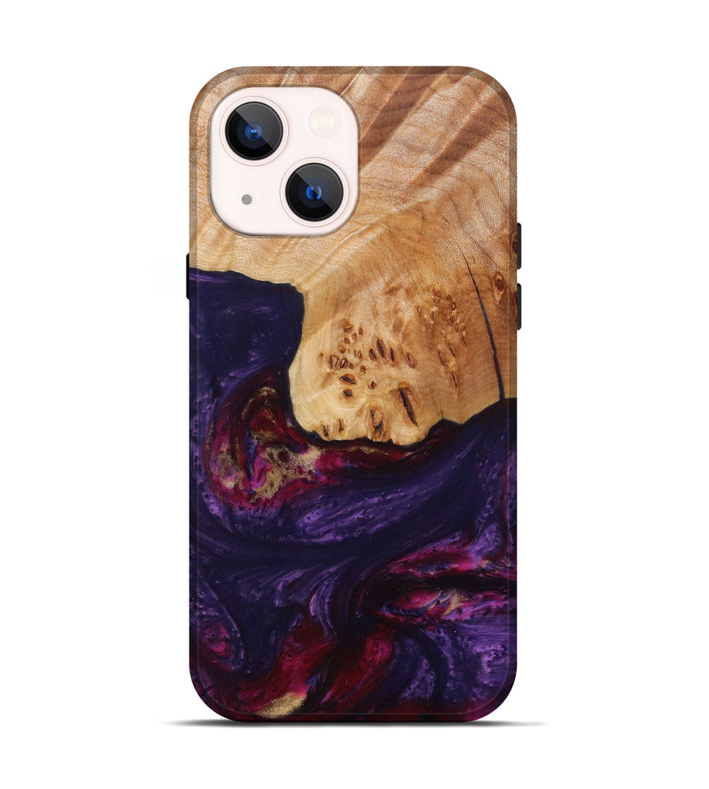 iPhone 14 Wood+Resin Live Edge Phone Case - Georgette (Purple, 610289)