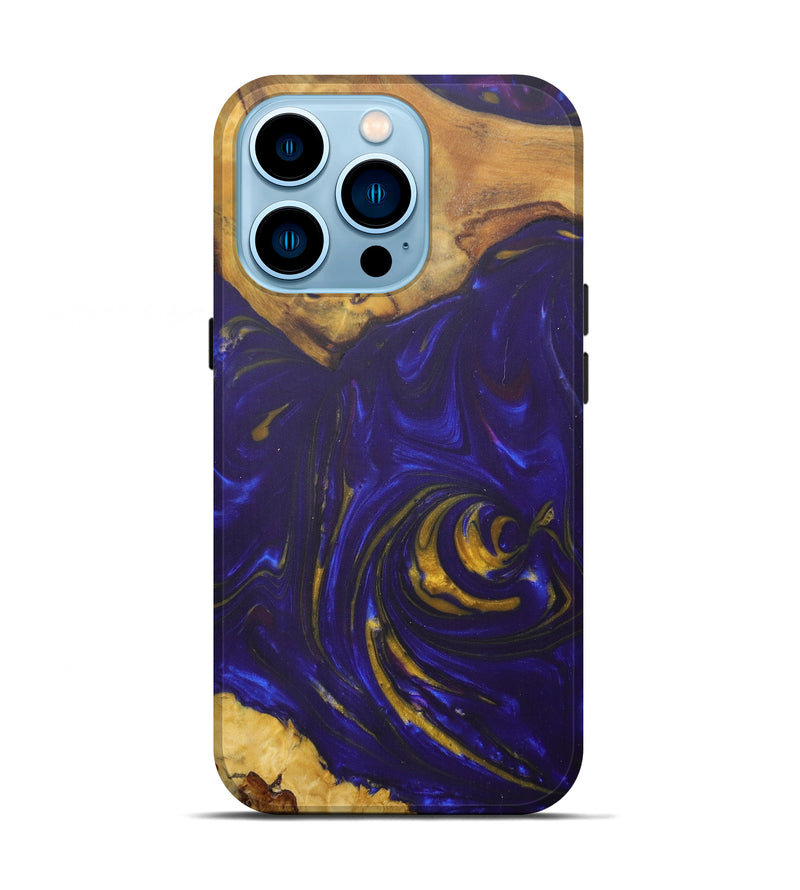 iPhone 14 Pro Wood+Resin Live Edge Phone Case - Four (Purple, 592523)