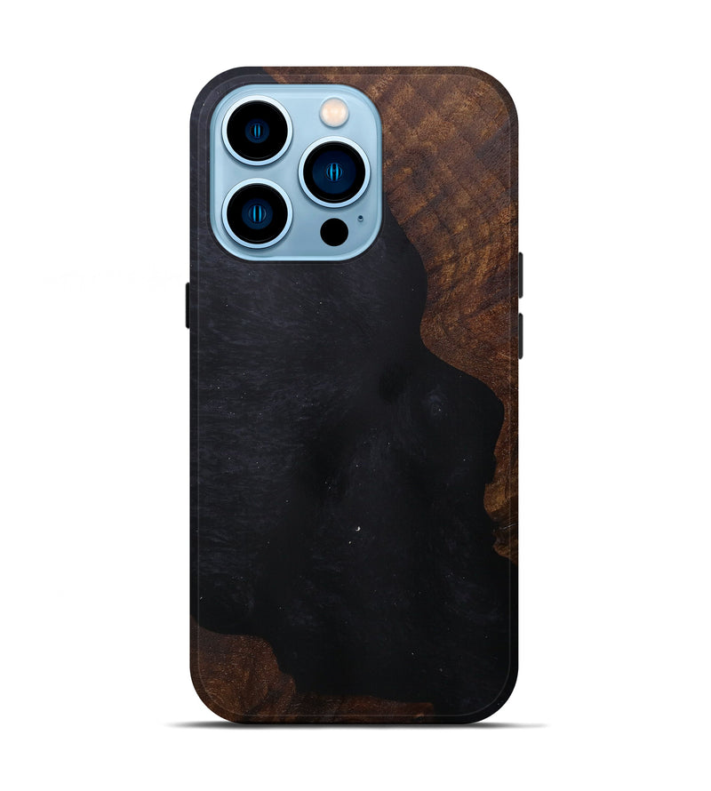 iPhone 14 Pro Wood+Resin Live Edge Phone Case - Tarrah (Pure Black, 596613)
