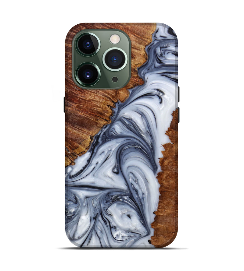 iPhone 13 Pro Wood+Resin Live Edge Phone Case - Alec (Black & White, 615803)