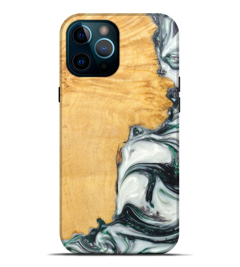 iPhone 12 Pro Max Wood+Resin Live Edge Phone Case - Georgie (Black & White, 607203)