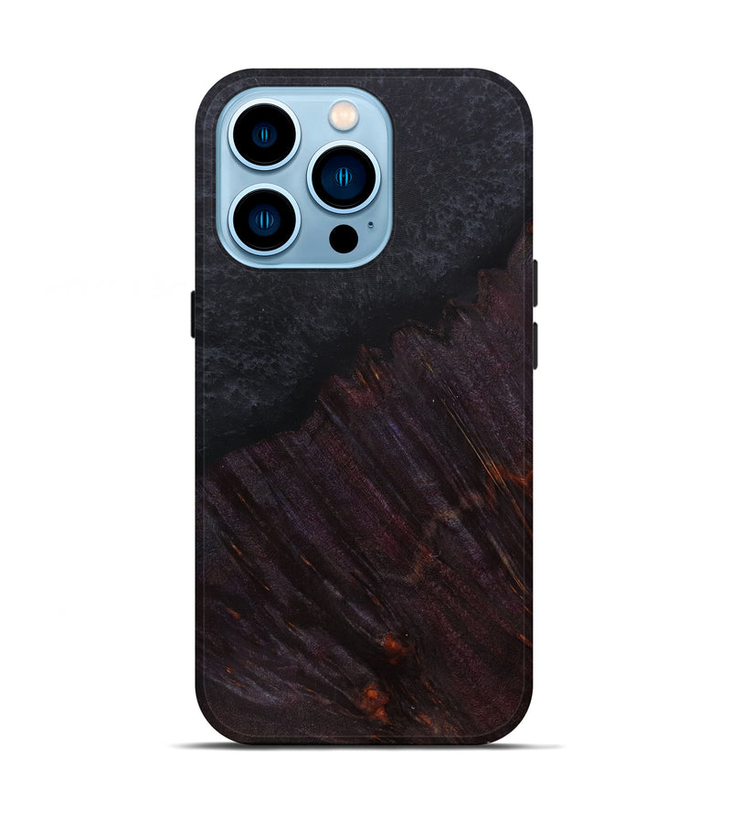 iPhone 14 Pro Wood+Resin Live Edge Phone Case - Charline (Pure Black, 587057)