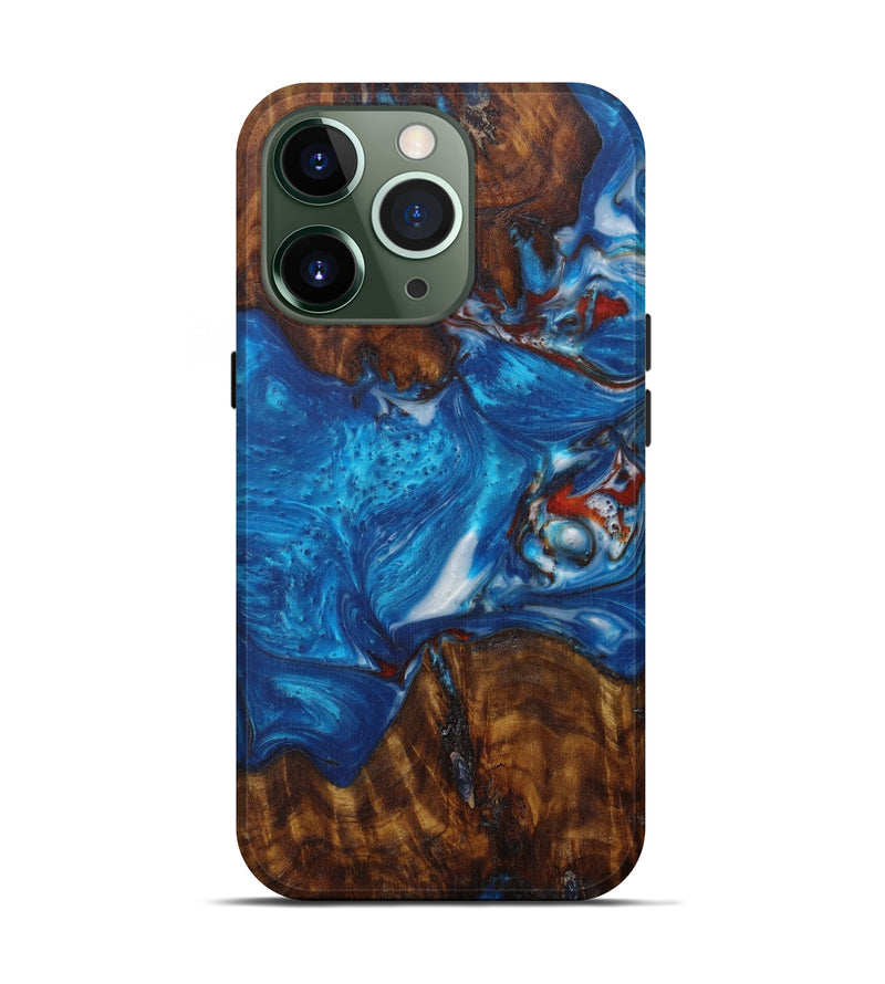iPhone 13 Pro Wood+Resin Live Edge Phone Case - Caprice (Light Blue, 591787)