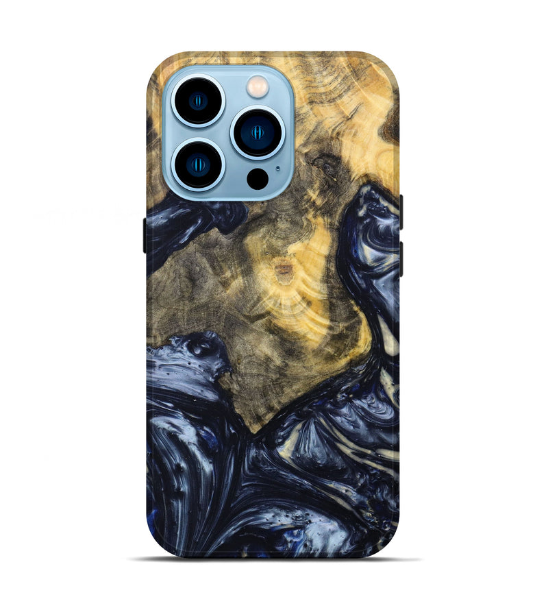 iPhone 14 Pro Wood+Resin Live Edge Phone Case - Grant (Blue, 625507)