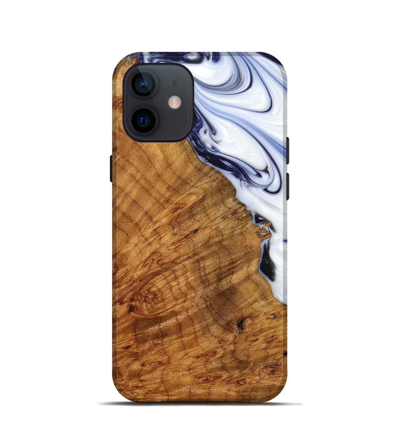 iPhone 12 mini Wood+Resin Live Edge Phone Case - Nickie (Blue, 633229)