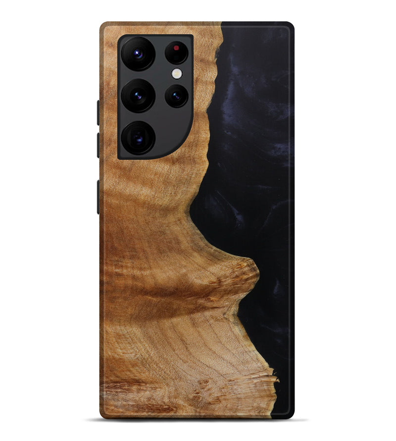 Galaxy S22 Ultra Wood+Resin Live Edge Phone Case - Brenda (Pure Black, 620140)