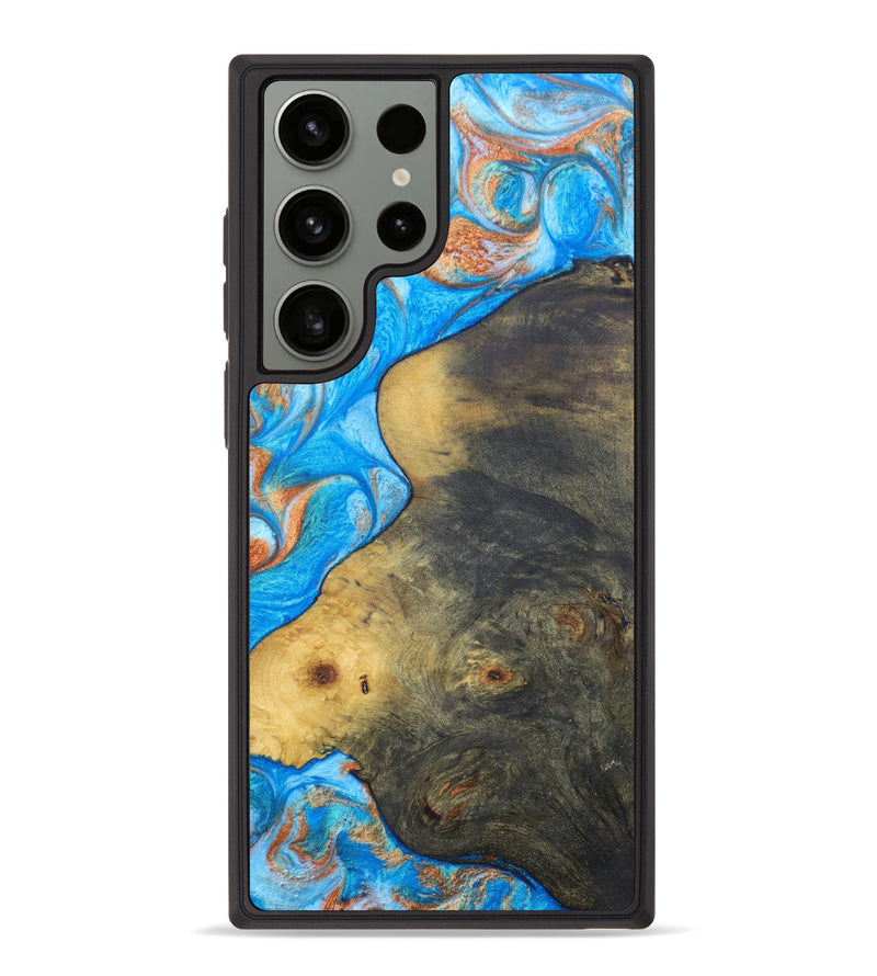 Galaxy S23 Ultra Wood+Resin Phone Case - Earle (Teal & Gold, 630767)