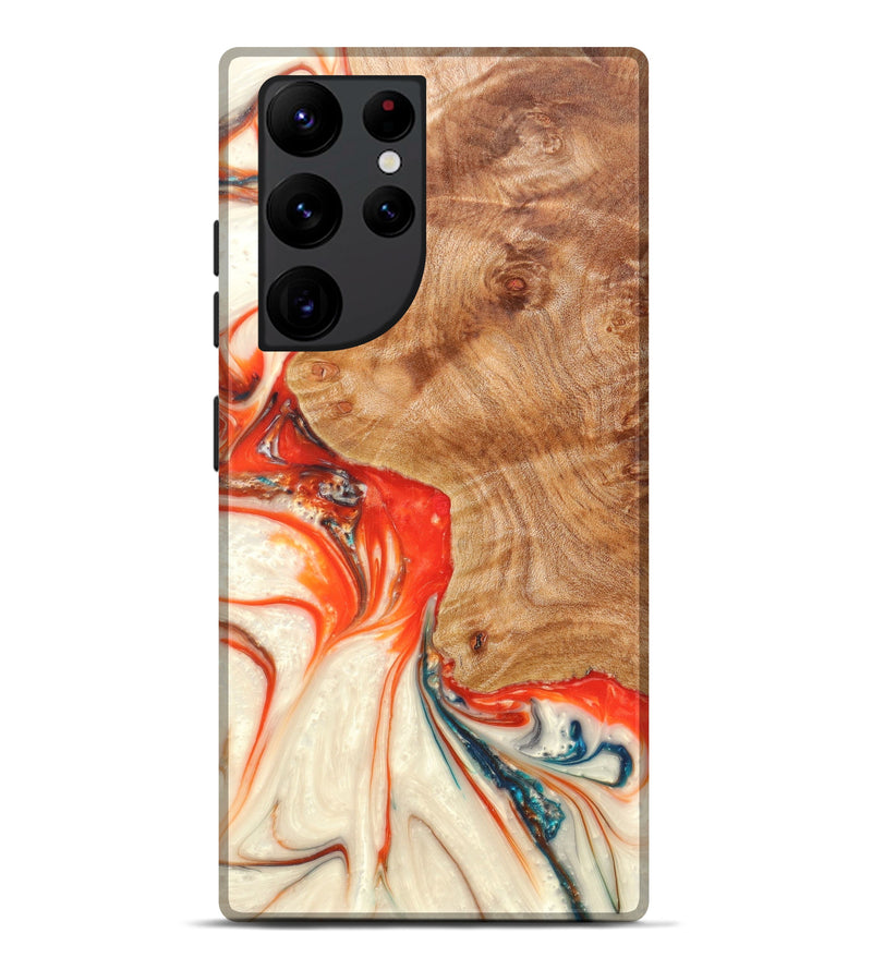 Galaxy S22 Ultra Wood+Resin Live Edge Phone Case - Anabelle (Dark Red, 615860)
