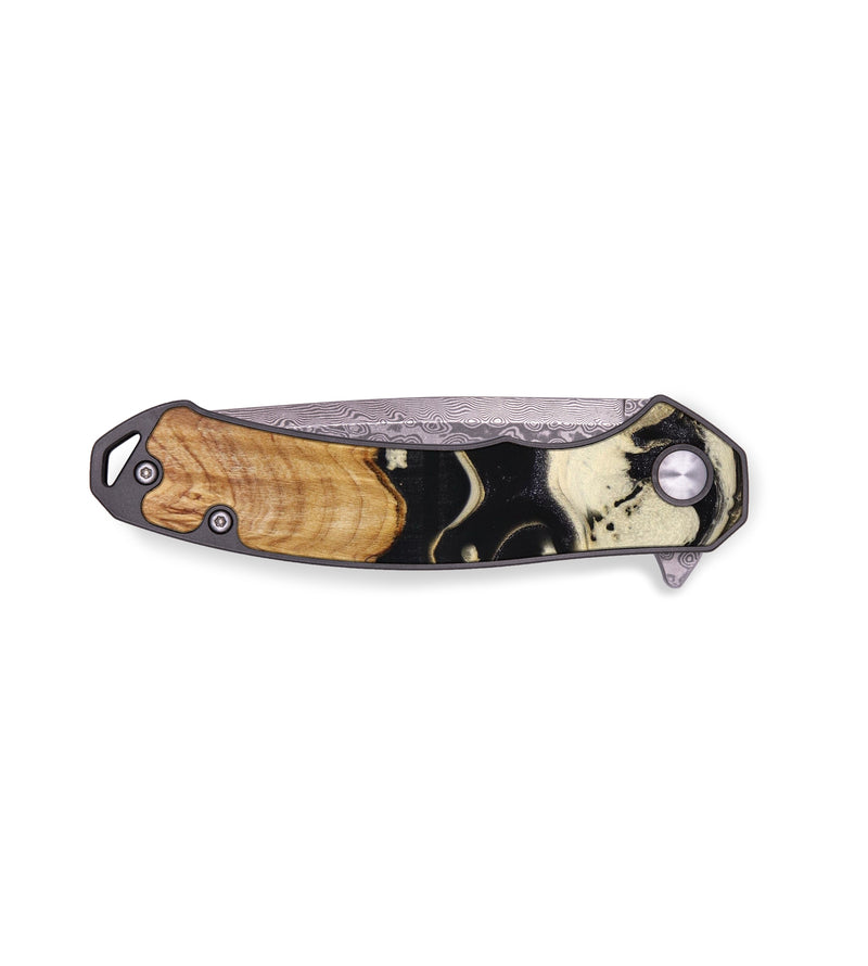 EDC Wood+Resin Pocket Knife - Staci (Black & White, 644150)