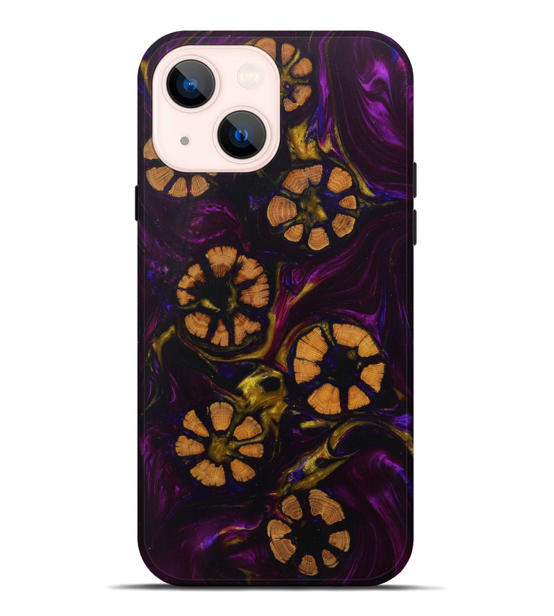 iPhone 14 Plus Wood+Resin Live Edge Phone Case - Fawne (Purple, 604575)