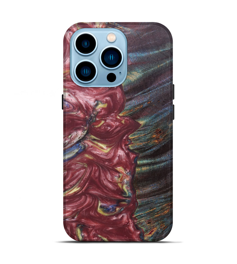 iPhone 14 Pro Wood+Resin Live Edge Phone Case - Emalee (Dark Red, 610267)