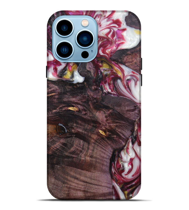 iPhone 14 Pro Max Wood+Resin Live Edge Phone Case - Alaia (Red, 641049)