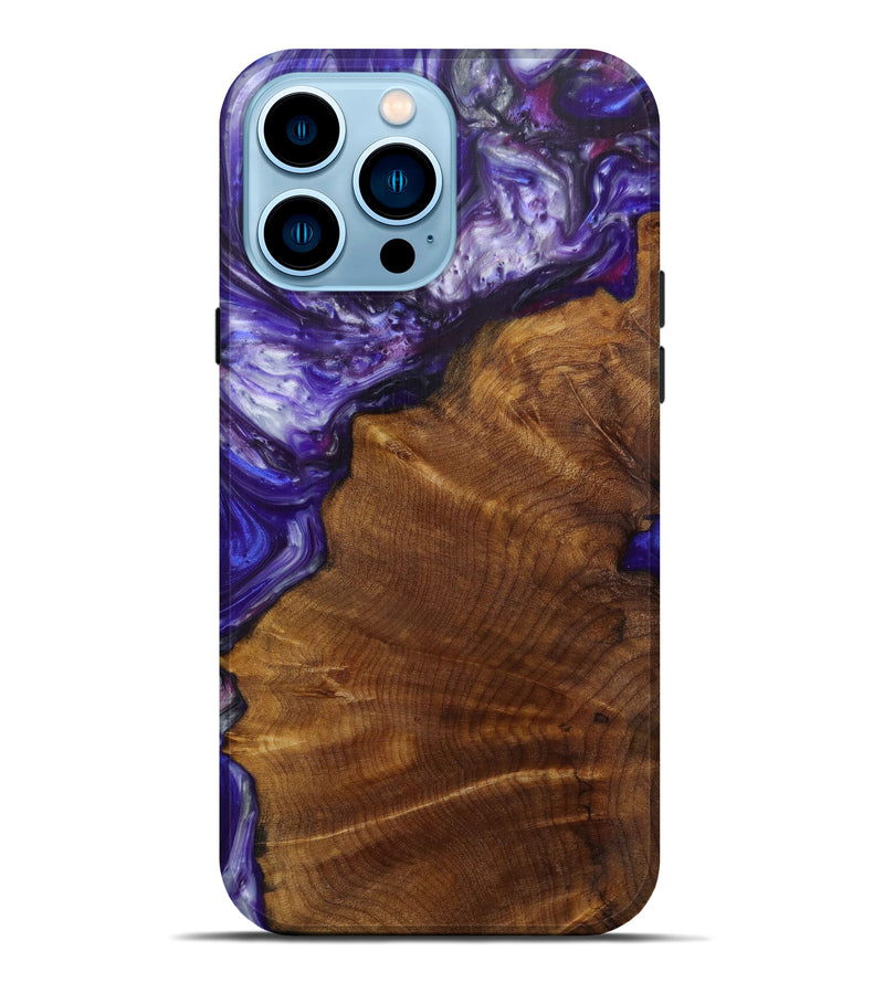iPhone 14 Pro Max Wood+Resin Live Edge Phone Case - Georgine (Purple, 585239)