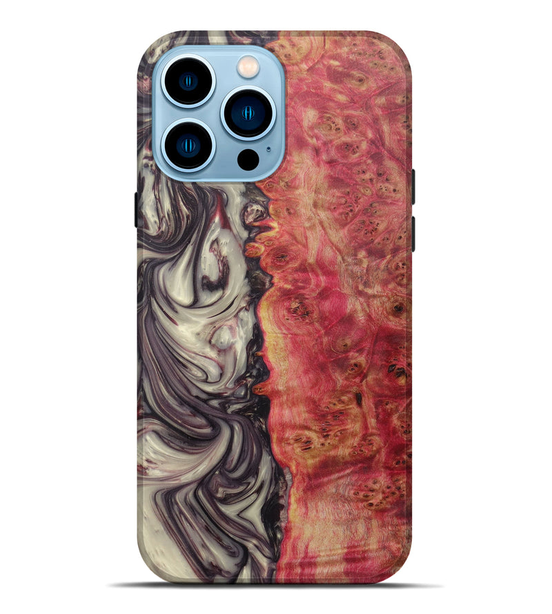 iPhone 14 Pro Max Wood+Resin Live Edge Phone Case - Griet (Dark Red, 593772)