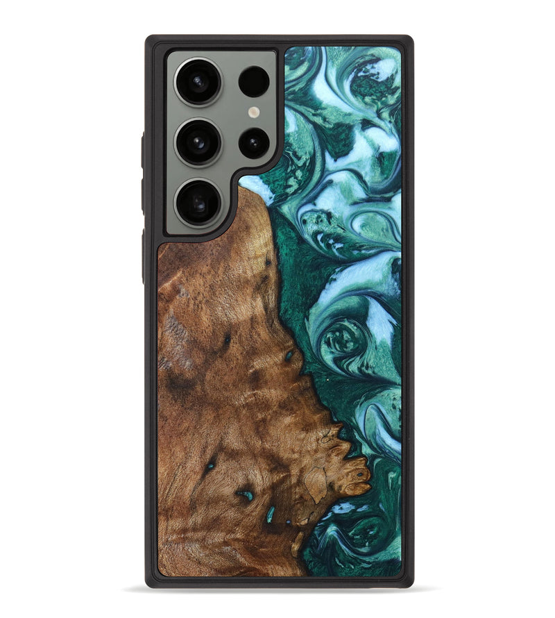 Galaxy S23 Ultra Wood+Resin Phone Case - Viola (Green, 628590)