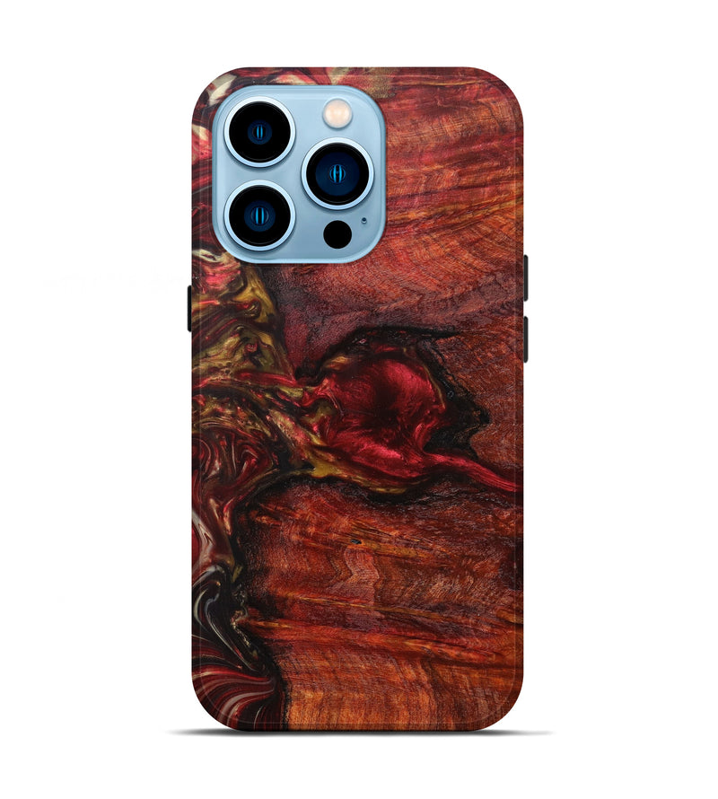 iPhone 14 Pro Wood+Resin Live Edge Phone Case - Shay (Dark Red, 596340)