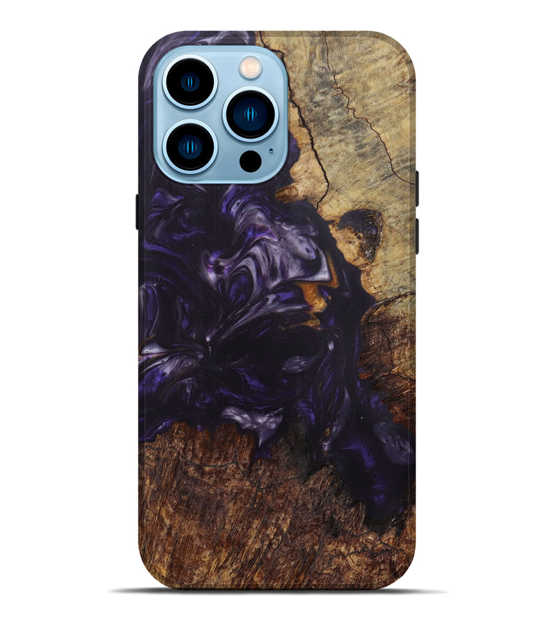 iPhone 14 Pro Max Wood+Resin Live Edge Phone Case - Zitella (Purple, 597065)