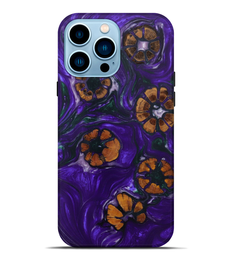 iPhone 14 Pro Max Wood+Resin Live Edge Phone Case - Guy (Purple, 610293)