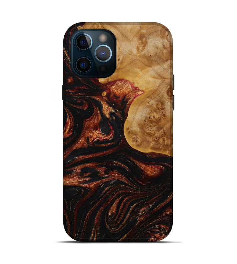 iPhone 12 Pro Wood+Resin Live Edge Phone Case - Shari (Red, 643194)