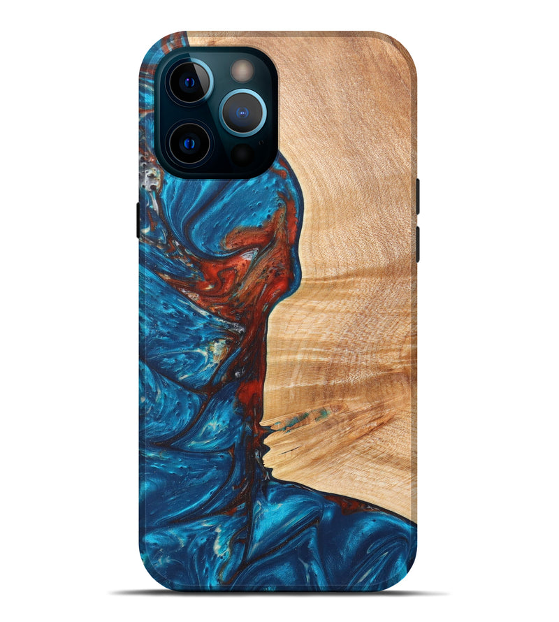 iPhone 12 Pro Max Wood+Resin Live Edge Phone Case - Poppy (Light Blue, 606798)
