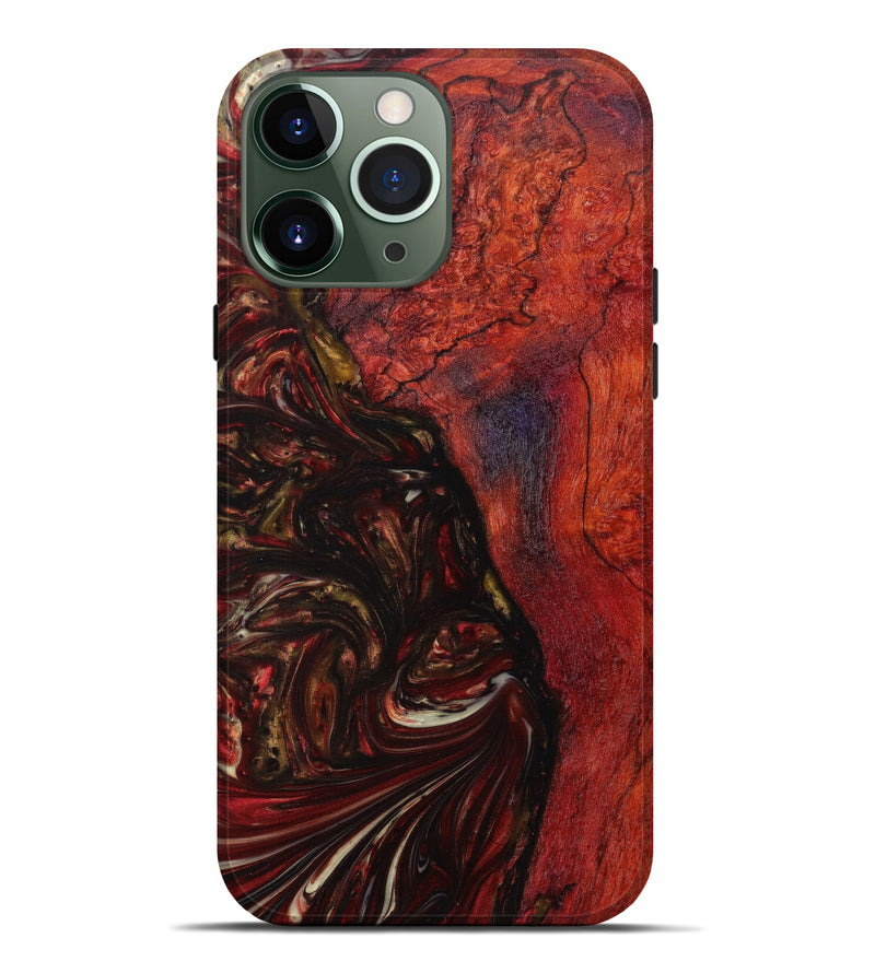 iPhone 13 Pro Max Wood+Resin Live Edge Phone Case - Liam (Dark Red, 614581)