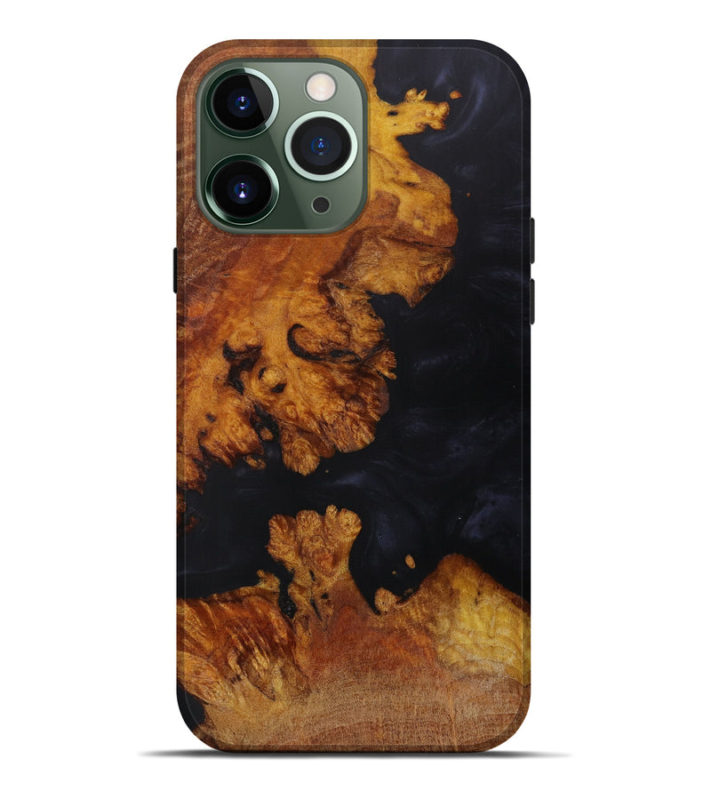 iPhone 13 Pro Max Wood+Resin Live Edge Phone Case - Karleigh (Pure Black, 619480)