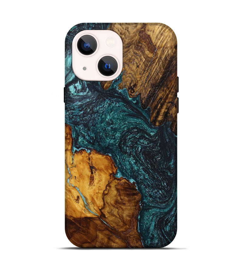 iPhone 13 Wood+Resin Live Edge Phone Case - Dan (Green, 640170)