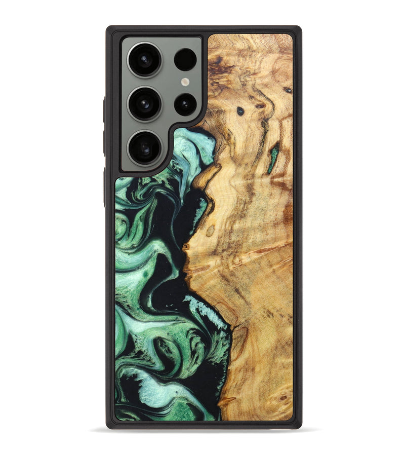 Galaxy S23 Ultra Wood+Resin Phone Case - Reece (Green, 631713)