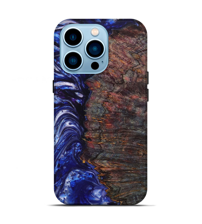 iPhone 14 Pro Wood+Resin Live Edge Phone Case - Stacy (Blue, 645562)