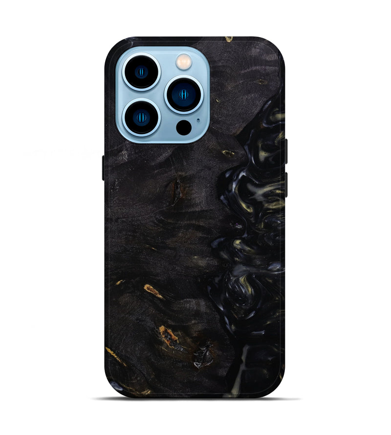 iPhone 14 Pro Wood+Resin Live Edge Phone Case - Tabitha (Black & White, 644987)