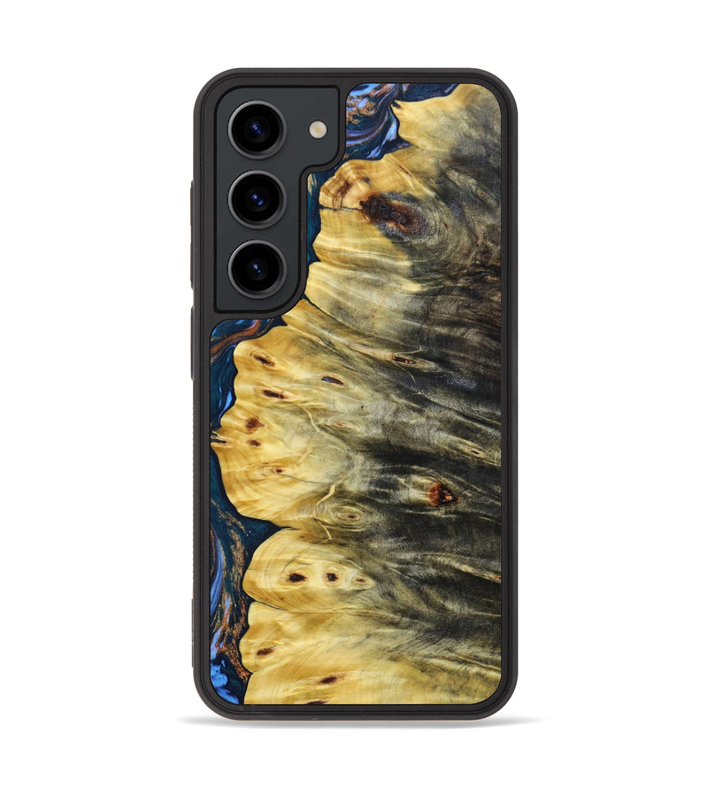 Galaxy S23 Wood+Resin Phone Case - Patch (Teal & Gold, 634263)