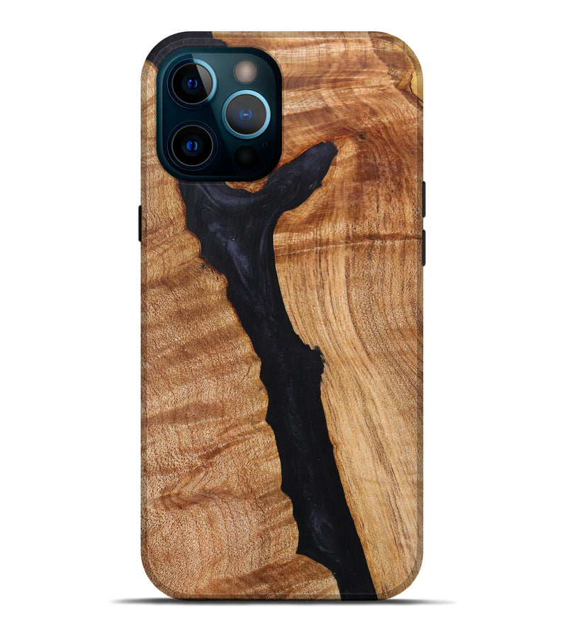 iPhone 12 Pro Max Wood+Resin Live Edge Phone Case - Koa (Black & White, 626633)