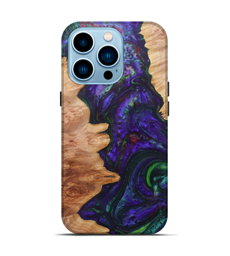 iPhone 14 Pro Wood+Resin Live Edge Phone Case - Cole (Purple, 600157)
