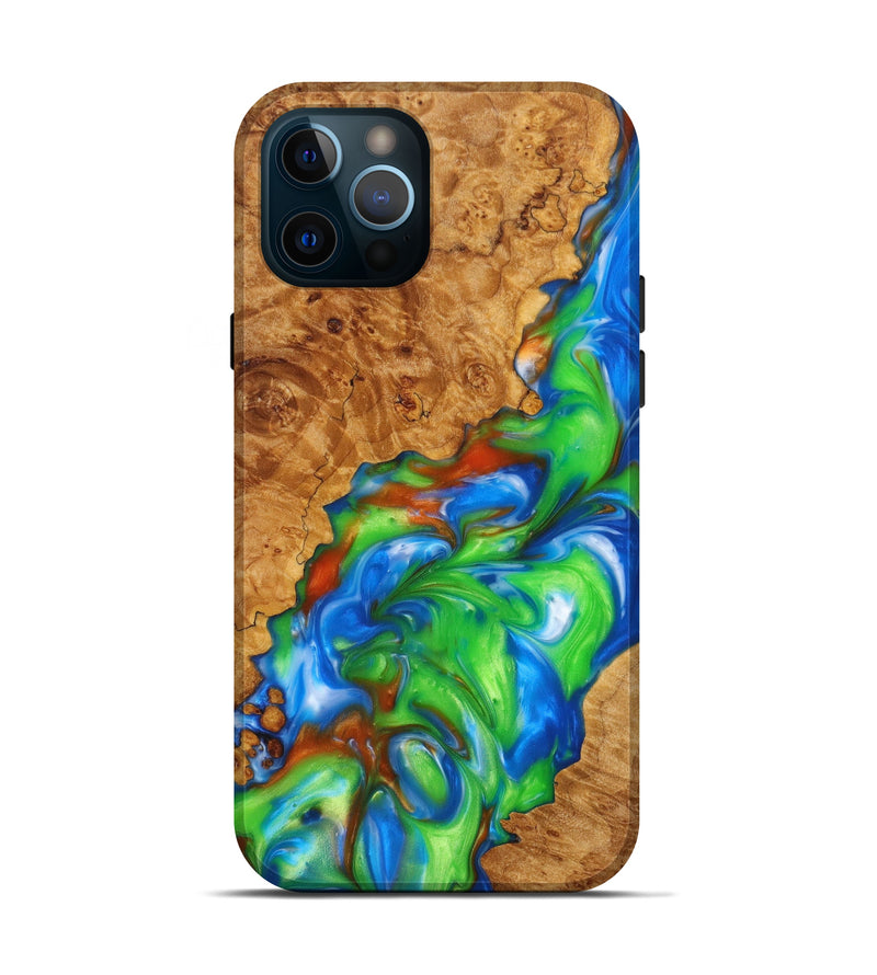 iPhone 12 Pro Wood+Resin Live Edge Phone Case - Maximiliano (Blue, 628528)