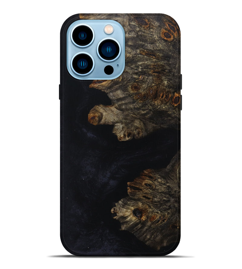 iPhone 14 Pro Max Wood+Resin Live Edge Phone Case - Glenna (Black & White, 627389)