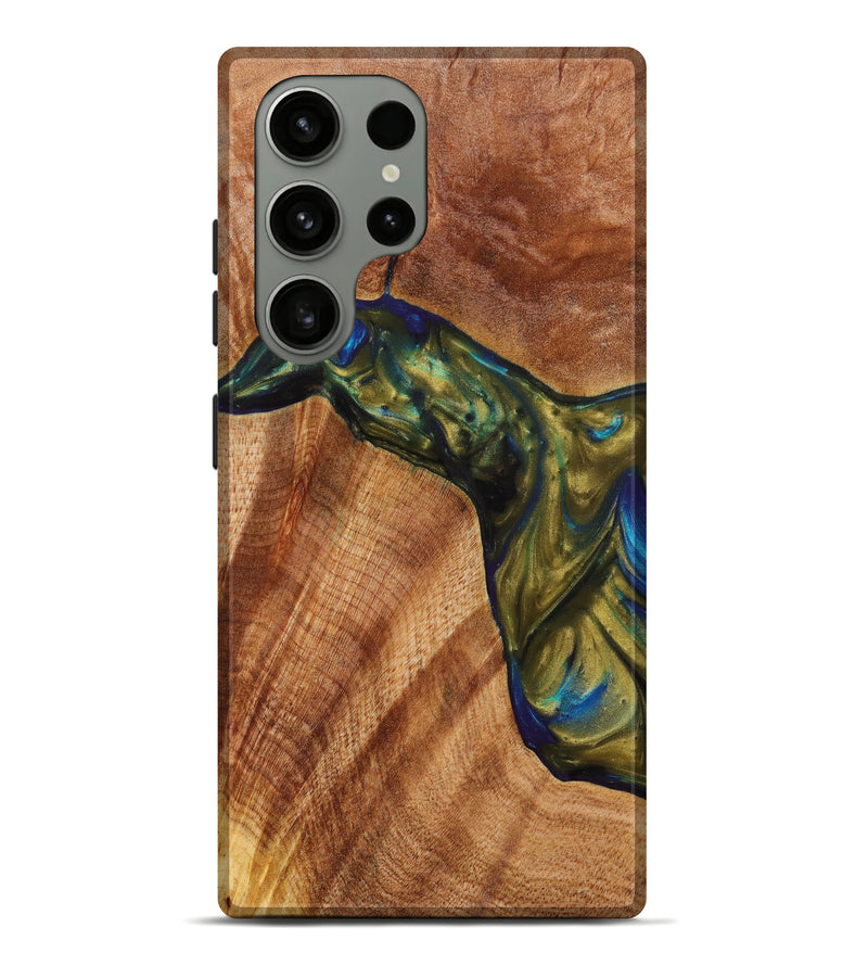 Galaxy S23 Ultra Wood+Resin Live Edge Phone Case - Atlanta (Teal & Gold, 633137)