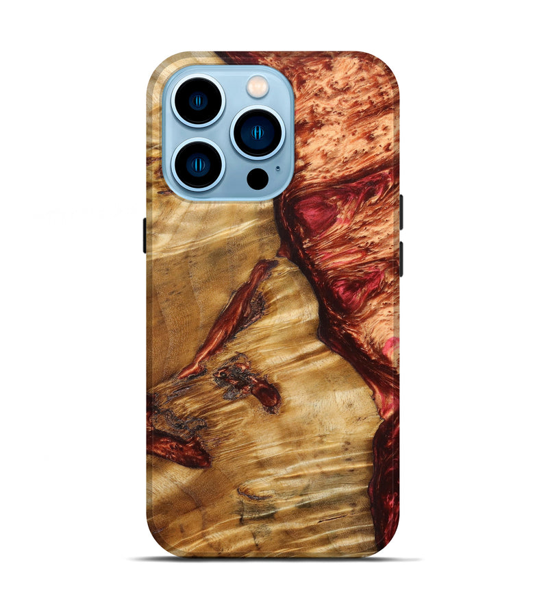 iPhone 14 Pro Wood+Resin Live Edge Phone Case - Jasen (Red, 631663)