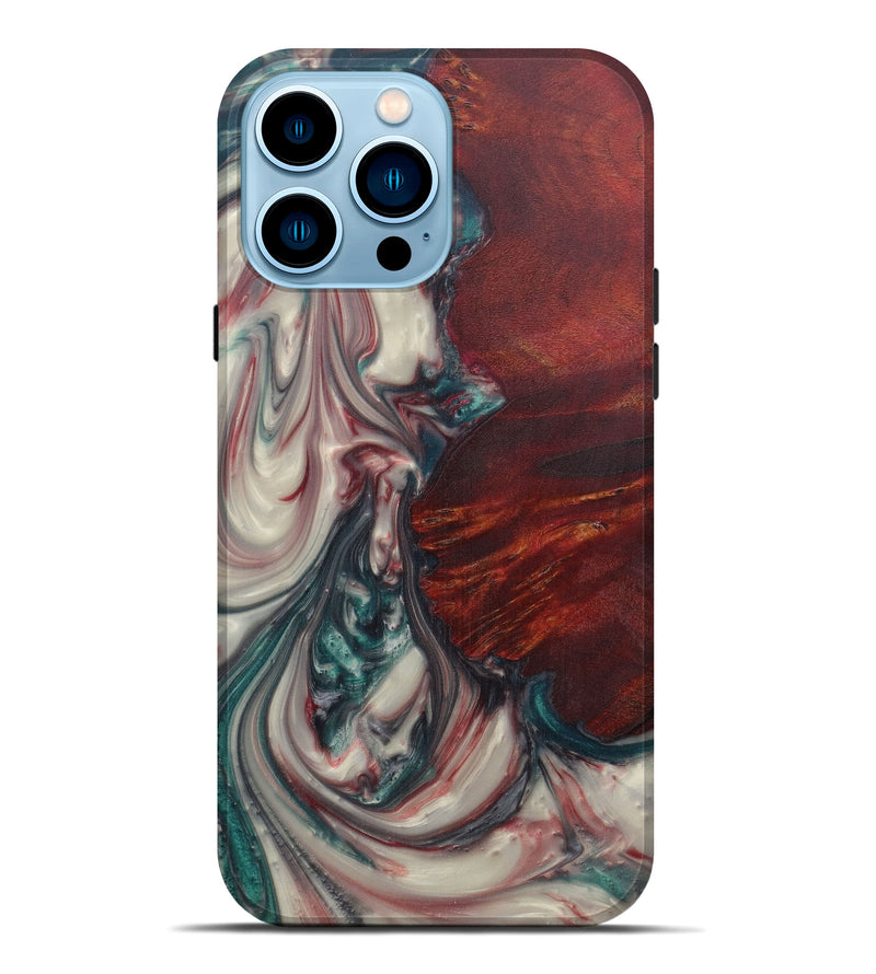 iPhone 14 Pro Max Wood+Resin Live Edge Phone Case - Noemi (Dark Red, 591786)