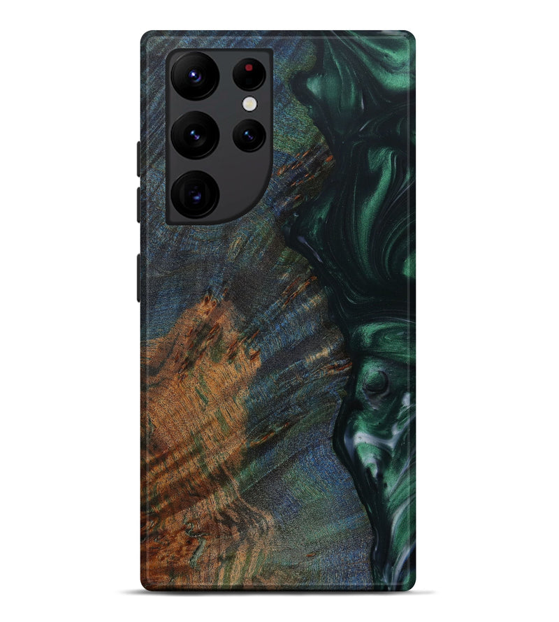 Galaxy S22 Ultra Wood+Resin Live Edge Phone Case - Rosalie (Dark Green, 619493)