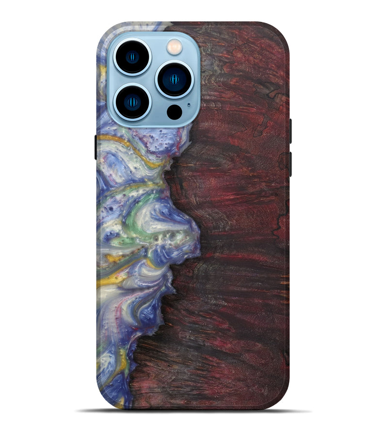 iPhone 14 Pro Max Wood+Resin Live Edge Phone Case - Rosalie (Light Blue, 582879)