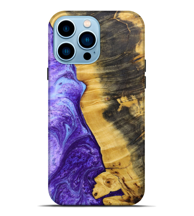 iPhone 14 Pro Max Wood+Resin Live Edge Phone Case - Conor (Purple, 635122)