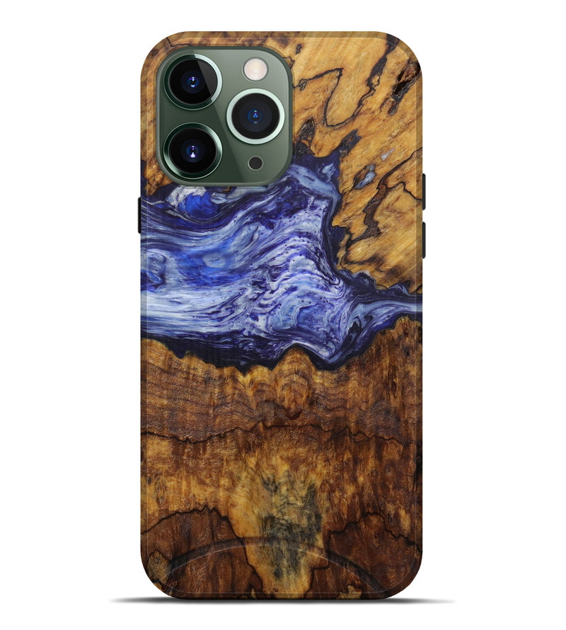 iPhone 13 Pro Max Wood+Resin Live Edge Phone Case - Team (Dark Blue, 593316)