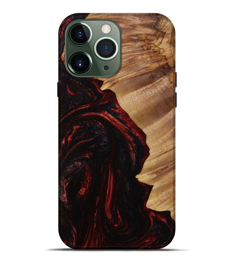 iPhone 13 Pro Max Wood+Resin Live Edge Phone Case - Charlie (Red, 647391)